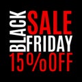 15 percent price off. Black Friday sale banner. Discount background. Special offer, flyer, promo design element. Vector Royalty Free Stock Photo